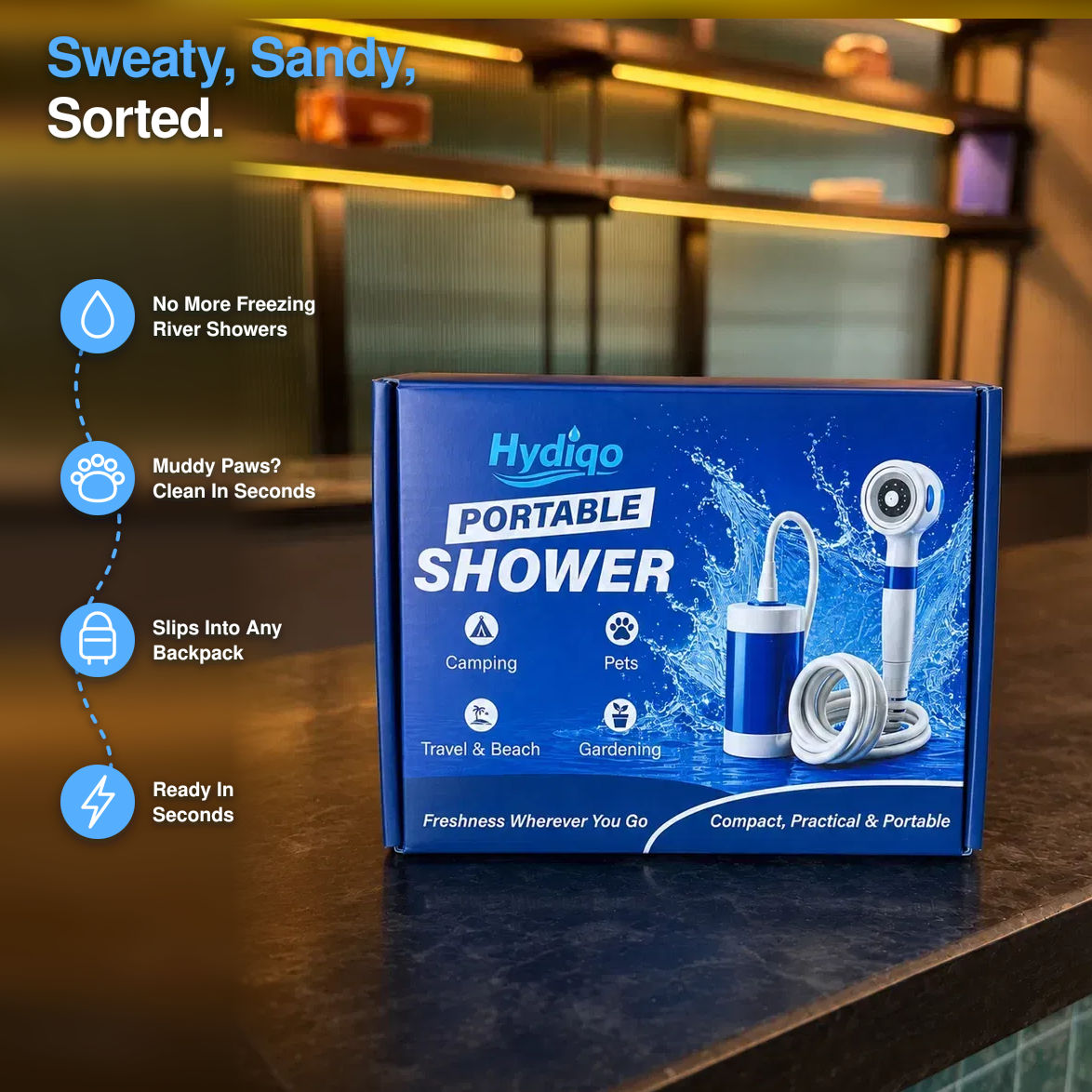 Hydiqo portable shower